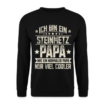  Steinmetz Papa - Unisex Pullover - Schwarz - Vorne - Alina (178cm) & Michal (187cm)