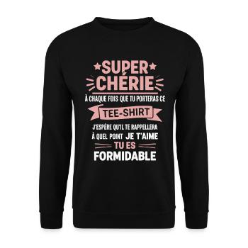 Super Sweetheart Original Love Message Gift - Unisex Sweatshirt - black - Front - Alina (178cm) & Michal (187cm)