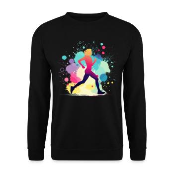 Läuferin, Laufen, Marathon, Joggen, Joggerin - Unisex Pullover - Schwarz - Vorne - Alina (178cm) & Michal (187cm)