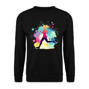 Läuferin, Laufen, Marathon, Joggen, Joggerin - Unisex Pullover - Schwarz - Vorne - Alina (178cm) & Michal (187cm)