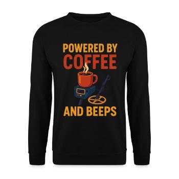 Angetrieben von Kaffee und Pieptönen Funny Metal - Unisex Pullover - Schwarz - Vorne - Alina (178cm) & Michal (187cm)
