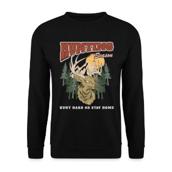 Saison de chasse – cerfs dans la forêt - Sweat-shirt Unisexe - noir - Devant - Alina (178cm) & Michal (187cm)