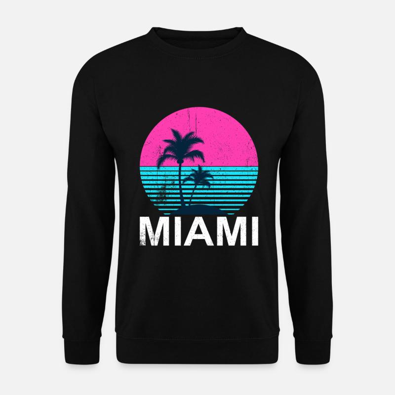 Miami Neon Palmen Sunset - Unisex Pullover - Schwarz