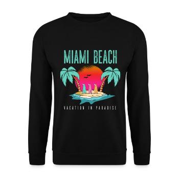 Miami Beach Paradiesurlaub - Unisex Pullover - Schwarz - Vorne - Alina (178cm) & Michal (187cm)