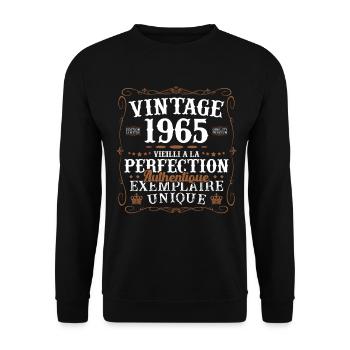 authentique_1965 - Sweat-shirt Unisexe - noir - Devant - Alina (178cm) & Michal (187cm)