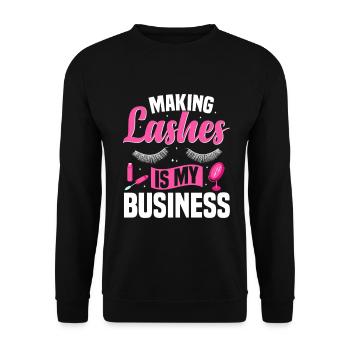 Technicienne des cils incontournable pour l’artiste des cils - Sweat-shirt Unisexe - noir - Devant - Alina (178cm) & Michal (187cm)