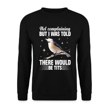 Vogelbeobachter von Meisen mit Stofftieren - Unisex Pullover - Schwarz - Vorne - Alina (178cm) & Michal (187cm)