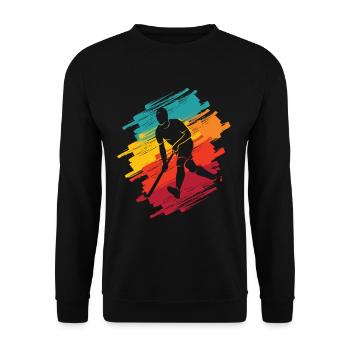 Feldhockey Hockeyspieler Retro Männer Hockey Junge - Unisex Pullover - Schwarz - Vorne - Alina (178cm) & Michal (187cm)