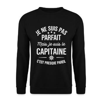 Pas Parfait Mais Je Suis le Capitaine Humour Marin - Sweat-shirt Unisexe - noir - Devant - Alina (178cm) & Michal (187cm)