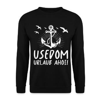 USEDOM HOLIDAY AHOY! Sailor Fun - Unisex Sweatshirt - black - Front - Alina (178cm) & Michal (187cm)