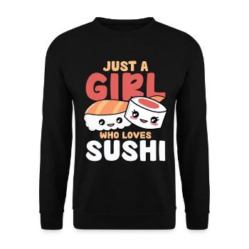 Nur ein Mädchen liebt Sushi - Unisex Pullover - Schwarz - Vorne - Alina (178cm) & Michal (187cm)
