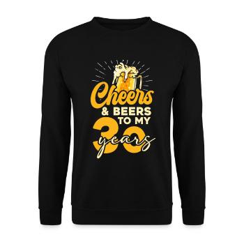 Cheers & Beers zum 30. Geburtstag - Unisex Pullover - Schwarz - Vorne - Alina (178cm) & Michal (187cm)
