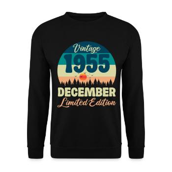 70. Geburtstag 70 Jahre Dezember 1955 Geschenkidee - Unisex Pullover - Schwarz - Vorne - Alina (178cm) & Michal (187cm)