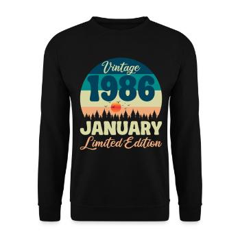 40. Geburtstag 40 Jahre Januar 1986 Geschenkidee - Unisex Pullover - Schwarz - Vorne - Alina (178cm) & Michal (187cm)
