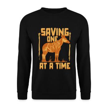 Okapi Tier Saving One Stripe At A time - Unisex Sweatshirt - black - Front - Alina (178cm) & Michal (187cm)