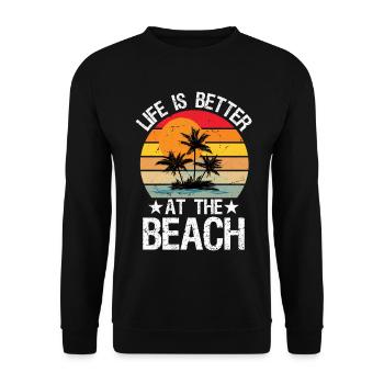 La vie rétro est meilleure à la plage Vintage Summer - Sweat-shirt Unisexe - noir - Devant - Alina (178cm) & Michal (187cm)