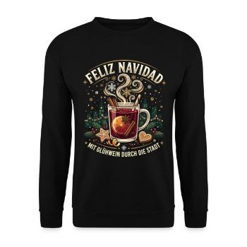 Mulled Wine Christmas Market Outfit Feliz Navidad - Unisex Sweatshirt - black - Front - Alina (178cm) & Michal (187cm)