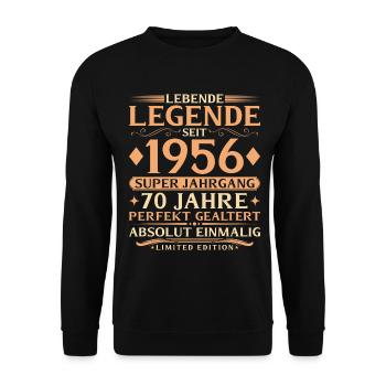 Year of manufacture 1956 Super vintage 70th birthday - Unisex Sweatshirt - black - Front - Alina (178cm) & Michal (187cm)