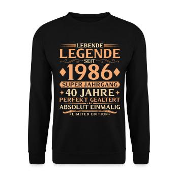Year of manufacture 1986 Super vintage 40th birthday - Unisex Sweatshirt - black - Front - Alina (178cm) & Michal (187cm)