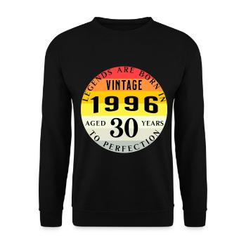 30. Geburtstag 1996 - Unisex Pullover - Schwarz - Vorne - Alina (178cm) & Michal (187cm)