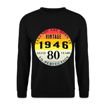 80th Birthday 1946 Vintage - Unisex Sweatshirt - black - Front - Alina (178cm) & Michal (187cm)