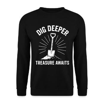 Dig Deeper Treasure Awaits Metal Detecting - Unisex Sweatshirt - black - Front - Alina (178cm) & Michal (187cm)