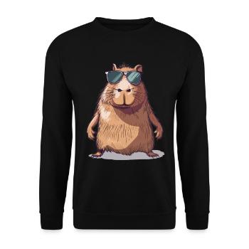 Casual Capybara with Sunglasses Comic - Unisex Sweatshirt - black - Front - Alina (178cm) & Michal (187cm)