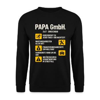 Vater Sein Sprüche Papa Gmbh Bester Papa Geschenke - Unisex Pullover - Schwarz - Vorne - Alina (178cm) & Michal (187cm)