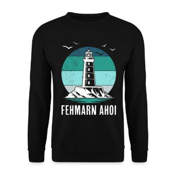Baltic Sea FEHMARN AHOI Phare Rétro Drôle - Sweat-shirt Unisexe - noir - Devant - Alina (178cm) & Michal (187cm)