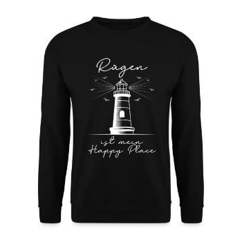 Island RÜGEN IS MY HAPPY PLACE Funny - Unisex Sweatshirt - black - Front - Alina (178cm) & Michal (187cm)