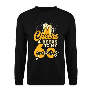 Cheers zum 60. Geburtstag und Bier - Unisex Pullover - Schwarz - Vorne - Alina (178cm) & Michal (187cm)