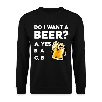 Beer question: Cheers humor - Unisex Sweatshirt - black - Front - Alina (178cm) & Michal (187cm)