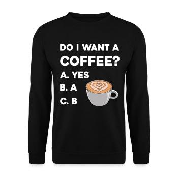 Kaffeefrage Latteherz - Unisex Pullover - Schwarz - Vorne - Alina (178cm) & Michal (187cm)