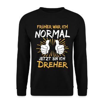 Dreher Spruch - Unisex Pullover - Schwarz - Vorne - Alina (178cm) & Michal (187cm)