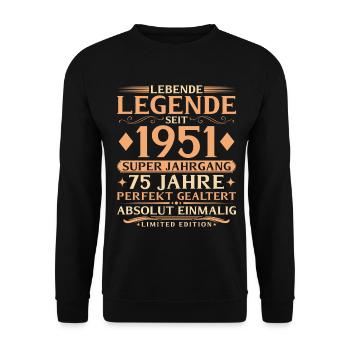 Year of manufacture 1951 Super vintage 75th birthday - Unisex Sweatshirt - black - Front - Alina (178cm) & Michal (187cm)