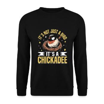 Chickadee Vogelbeobachtung, Kuscheltier - Unisex Pullover - Schwarz - Vorne - Alina (178cm) & Michal (187cm)