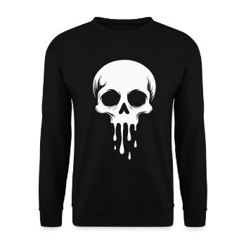 Totenkopf Halloween Grusel Melting Skull - Unisex Pullover - Schwarz - Vorne - Alina (178cm) & Michal (187cm)