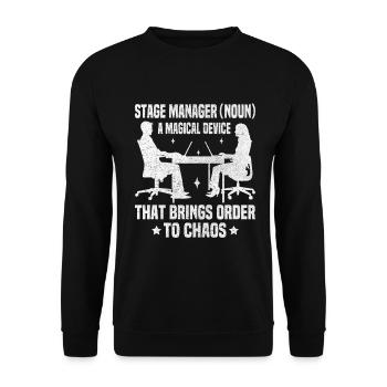 Theaterleiter Backstage-Crew Manager Bühne - Unisex Pullover - Schwarz - Vorne - Alina (178cm) & Michal (187cm)
