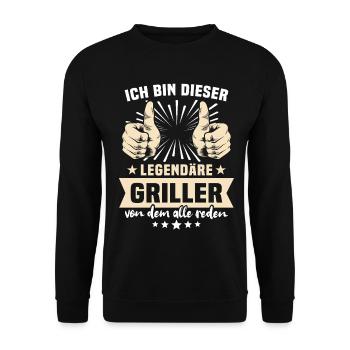 Griller Sprüche - Unisex Pullover - Schwarz - Vorne - Alina (178cm) & Michal (187cm)