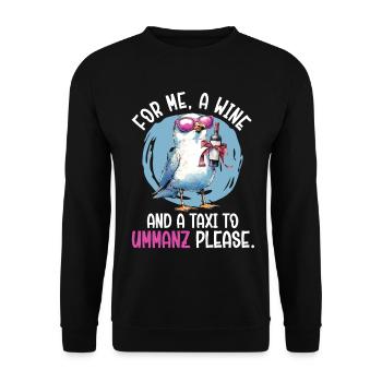 Mer Baltique POUR MOI, UN VIN ET UN TAXI VERS - Sweat-shirt Unisexe - noir - Devant - Alina (178cm) & Michal (187cm)