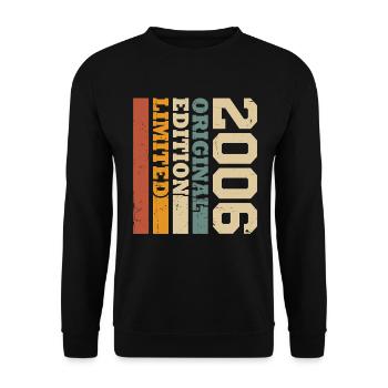 Original 2006 Jahrgang Vintage Geburtstag Retro - Unisex Pullover - Schwarz - Vorne - Alina (178cm) & Michal (187cm)
