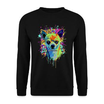 Chihuahua Graffiti Pop Art - Unisex Pullover - Schwarz - Vorne - Alina (178cm) & Michal (187cm)
