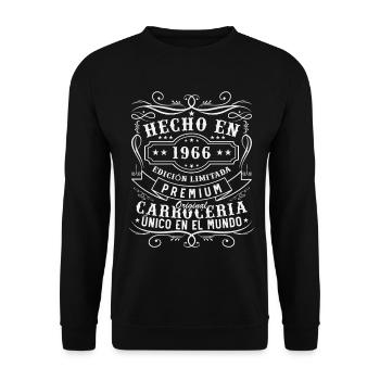 Geburtstagsgeschenk von 1966 - Unisex Pullover - Schwarz - Vorne - Alina (178cm) & Michal (187cm)