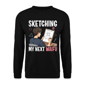 Esquisser ma prochaine Waifu - Sweat-shirt Unisexe - noir - Devant - Alina (178cm) & Michal (187cm)