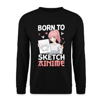 Né pour dessiner des animes - Sweat-shirt Unisexe - noir - Devant - Alina (178cm) & Michal (187cm)