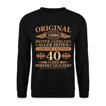 1986 Vintage Perfectly Aged 40th Birthday - Unisex Sweatshirt - black - Front - Alina (178cm) & Michal (187cm)