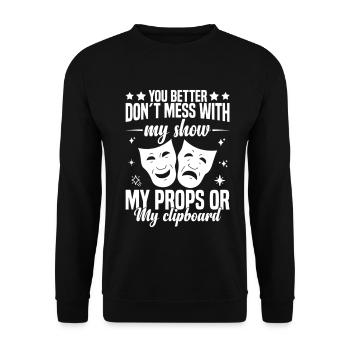 Backstage-Crew-Manager Theater-Manager Bühnenleiter - Unisex Pullover - Schwarz - Vorne - Alina (178cm) & Michal (187cm)