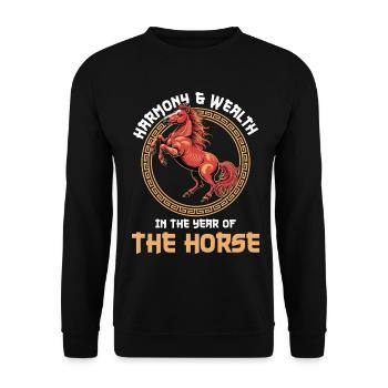 Year Of Horse Chinese New Year 2026 - Unisex Sweatshirt - black - Front - Alina (178cm) & Michal (187cm)