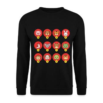 Signes du zodiaque chinois du Nouvel An chinois - Sweat-shirt Unisexe - noir - Devant - Alina (178cm) & Michal (187cm)