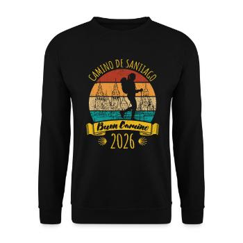Buen Camino 2026 | Chemin de Saint-Jacques, Pèlerins, Santiago - Sweat-shirt Unisexe - noir - Devant - Alina (178cm) & Michal (187cm)